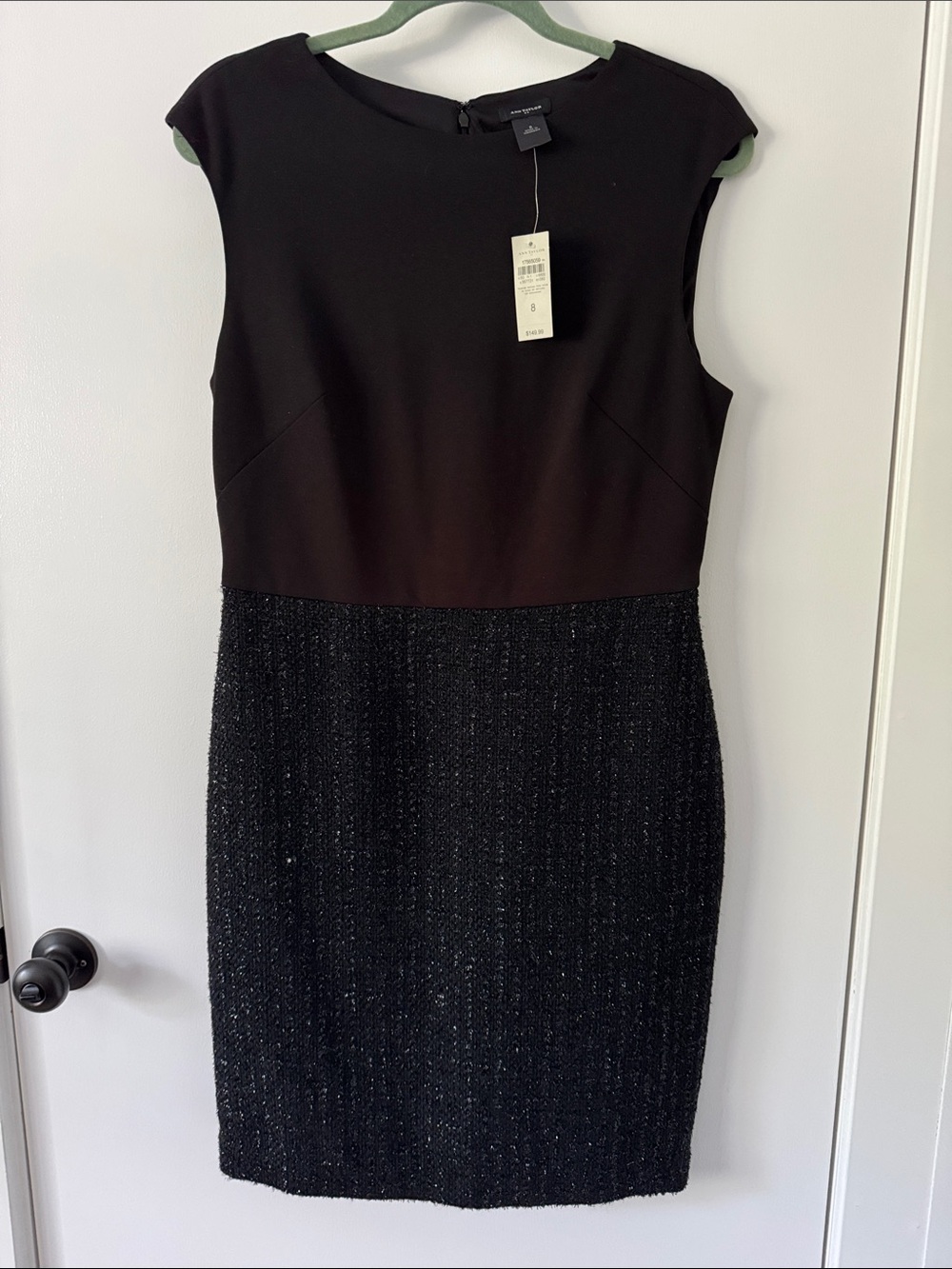 Ann Taylor Black Mini Sheath Dress with Sparkle Tweed Skirt